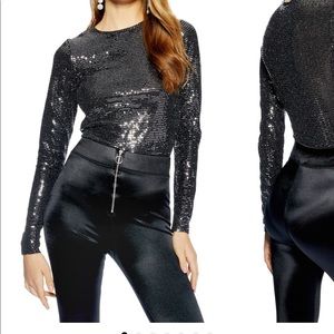 TOPSHOP Sequin crop top